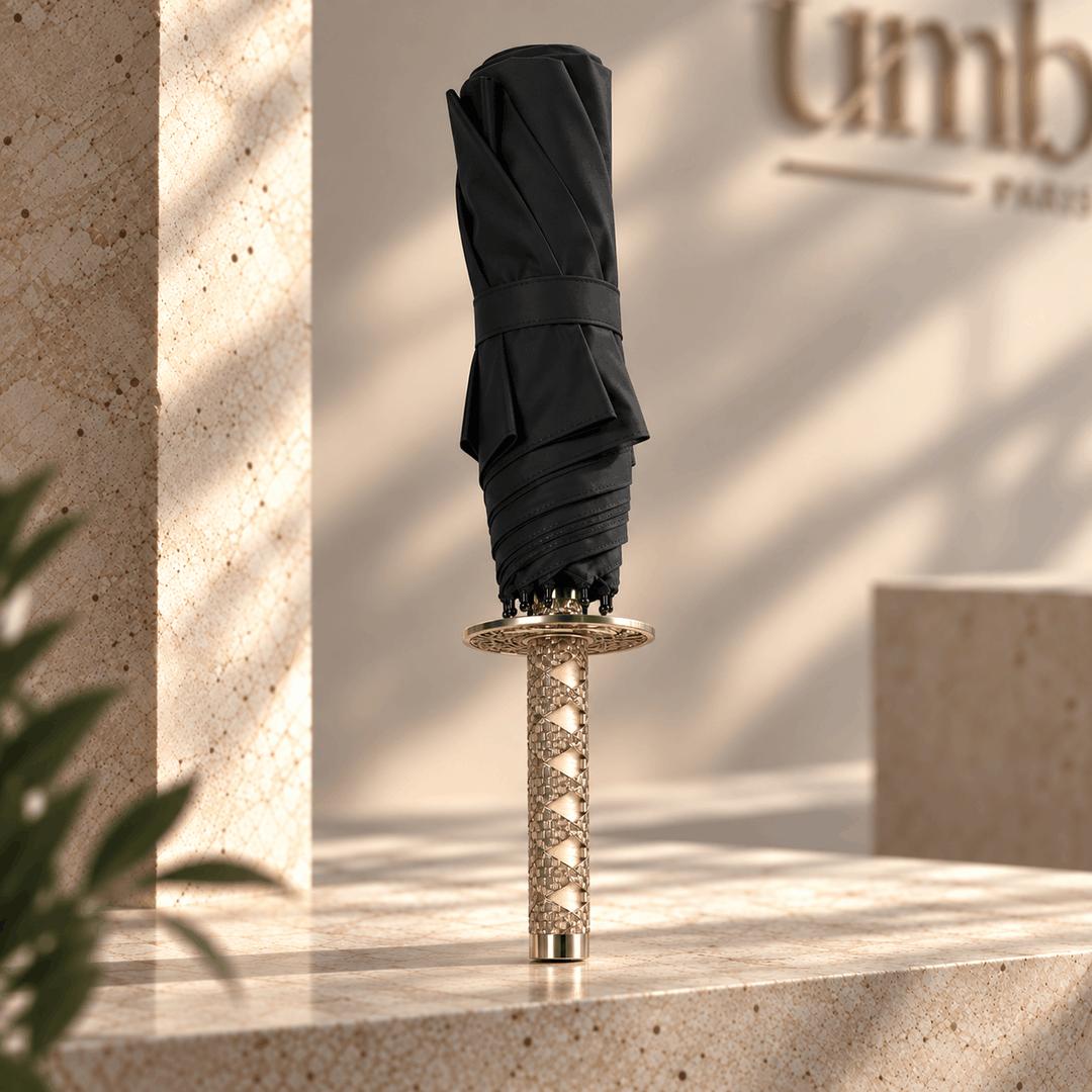 Parapluie Pliant Épée Ninja Or